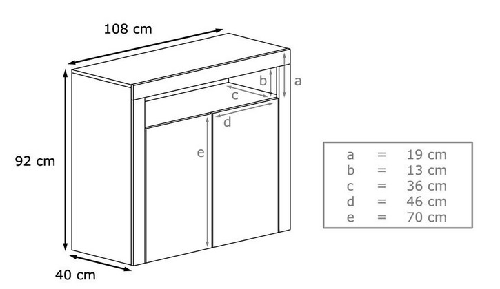 Dimensions de la commode design